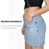 Denim Skirt Women Mini High Waisted Stretchy Summer Jean Skirts