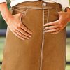 Straigh High Rise Vintage Split Back Contrast Stitch Detail Denim Skirt