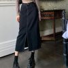 Retro Front Slit Denim Skirts Female Summer 2025 Casual Washed High Waist Long Skirt Women All-Match Design Street Midi Skirt