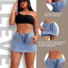 High Stretchy Mini Skort Skirt for Women,Low Waist Denim Skort Shorts with Pockets