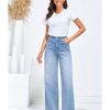 Wide Leg Jeans for Women High Waisted Stretchy Denim Jeans Fashion Baggy Trouser Jean Pants with Pockets