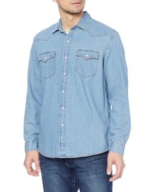 Men's Denim Shirt Long Sleeve - Regular-Fit Denim Shirt