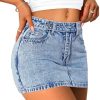 Denim Mini Skirt Women Jeans Skirts 5 Pockets High Waisted Y2K Stretch Cute Bows Short Jean Skirt
