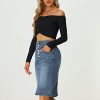 Women's Jean Skirts Split Casual High Waist Bodycon Denim Pencil Skirt