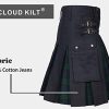 Men's Hybrid Utility Kilt - Durable Cotton Jeans Fabric Kilt for Men with Cargo Style Pockets Traditional Modern Kilt