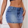 Women's Low Rise Stretchy Denim Skirts Sexy Comfy Mini Jean Skirt for Summer Casual Streetwear