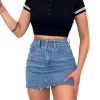Womens Jean Skirt Stretch Casual 2025 Summer Short Basic Fringed Slim Fit Denim Bodycon Pencil Skirts