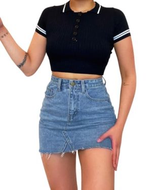 Womens Jean Skirt Stretch Casual 2025 Summer Short Basic Fringed Slim Fit Denim Bodycon Pencil Skirts