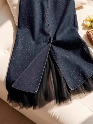 Spring Korean and Waisted Slim Denim ​​ Skirt for Women