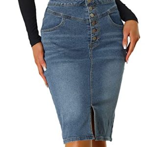 Women's Jean Skirts Split Casual High Waist Bodycon Denim Pencil Skirt