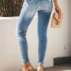 Women's Skinny Ripped Trendy Jeans Distressed Stretchy Denim Pants