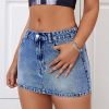 Women's Low Rise Stretchy Denim Skirts Sexy Comfy Mini Jean Skirt for Summer Casual Streetwear