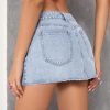 Women's Causal High Waist Raw Hem Pocket Denim Jean Short Skirt