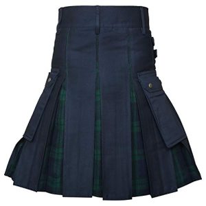Men's Hybrid Utility Kilt - Durable Cotton Jeans Fabric Kilt for Men with Cargo Style Pockets Traditional Modern Kilt