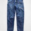 Women’s Chic Stylish Mid Waist Wash Drawstring Stitch Detail Carrot Jeans