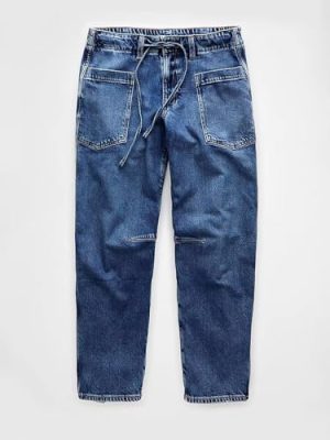 Women’s Chic Stylish Mid Waist Wash Drawstring Stitch Detail Carrot Jeans