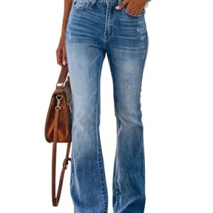 Women's Flare Bell Bottom Jeans High Waisted Wide Leg Bootcut Jeans Stretchy Denim Pants