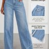 Wide Leg Jeans for Women Trendy 2025 High Waisted Stretchy Baggy Raw Hem Denim Palazzo Pants with Pockets