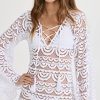 Women's Noah Water Lily Tunic Cover-Up - Scalloped Hem, Lace Up Front Tie