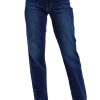 Mid Rise Straight Leg with Fray Hem 82622 (US, Numeric, 7, Regular, Regular, Dark Blue)