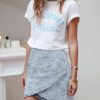 Women's Tulip Hem Shirred Washed Casual Bodycon Short Jean Denim Skirt