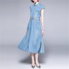 Collar Thin Denim Dress Women's Waist Thin Dress