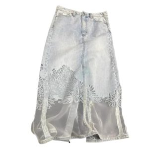American lace ​​ Denim Skirt for Women in Spring and Summer, Waisted