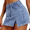 Women’s Side Slit Denim Skort, High-Stretch,High Waisted,Y2K Mini Jean Skirt Shorts with 5 Pockets
