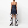 Women's Ruffle Denim Corset Strapless Minidress
