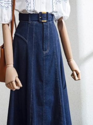 Waisted Denim Skirt for Women in Summer, Slim and Commuting Casual