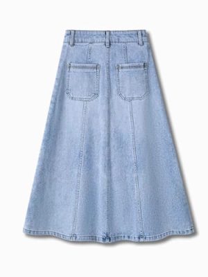 Denim Skirt for Women in Summer Waist Slimming Midlength