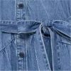 Summer Womens Denim Dress Turn Down Collar Single Breasted Mini Pleated Lace Up Casual Dress