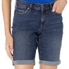 Women's Mid-Rise Slim fit Denim Bermuda Shorts with Pockets