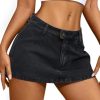 Denim Mini Skirt for Women Low Waisted Jean Micro Skort with Shorts Stretch Casual Jean Skirt