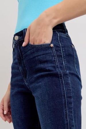 High Waist Boyfriend Jeans for Women | Stretchy Relaxed Fit Denim | Cuffed & Uncuffed Options – 82646