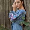 New Collection 2023 Ukrainian Vyshyvanka Dress Floral Bohemian Dress Embroidered Summer Boho Dress Long Linen Dress Blue Jeans