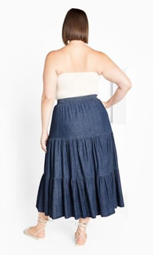 Plus Size Skirt, Denim Tier Skirt