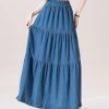 Blue Denim Skirt for Women in Summer Waist drooping Black Large Long