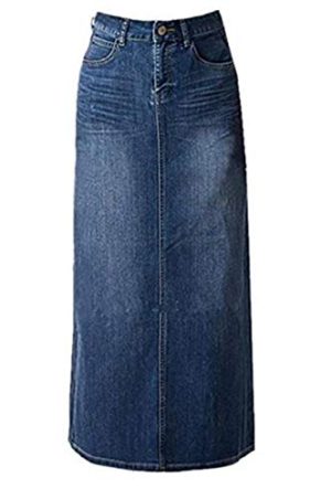 Long Denim Skirt for Women Casual A-Line Denim Maxi Skirt Stretch High Waisted Jean Skirt with Pocket Blue