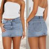 Womens Denim Skirt Casual Mini Jean Skirt Stretch Low Waist Jean Skirt for Women Zip Fly Denim Mini Skirts