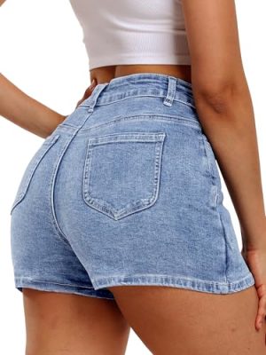 High Stretchy Mini Skort Skirt for Women,Low Waist Denim Skort Shorts with Pockets