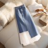 Blue Denim Skirt Spring Waist Hip- Women