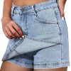 Denim Skorts for Women Skirt Stretchy High Waisted Womens Skirts Asymmetrical Hem Casual Mini Jean Skirt with Shorts
