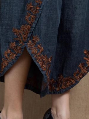 Spring and Summer Thin Trousers Embroidered Denim Skirts Pants Large