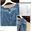 Summer Casual Comfort Slim Fit Denim Dress Short Sleeve Button Down Mini Jean Dress