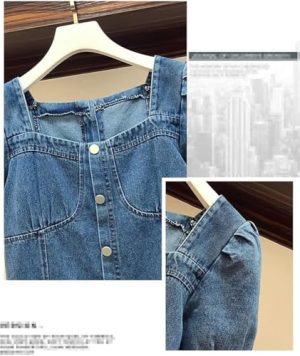 Summer Casual Comfort Slim Fit Denim Dress Short Sleeve Button Down Mini Jean Dress