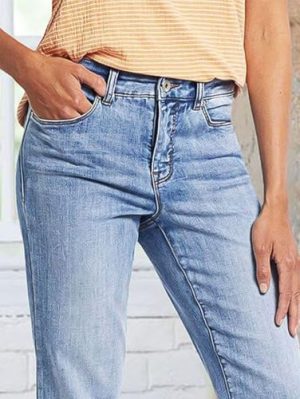 Straight Leg Jeans for Women Low Rise Cropped Jeans Wash Embroidery Raw Hem Denim Pants