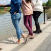 Women's Classic Denim Capri Leggings with Pockets, Comfortable Stretch Pull on Pants
