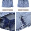 Skorts Skirts for Women Denim Mini Skirt Side Slit with High Waisted Jean Shorts Stretchy