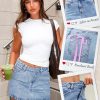 Denim Mini Skirt Women Jeans Skirts 5 Pockets High Waisted Y2K Stretch Cute Bows Short Jean Skirt